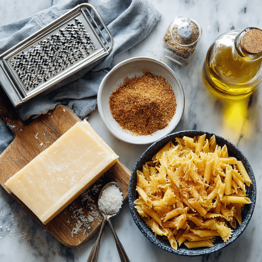 Ingrédients pour la recette de chips de pâtes