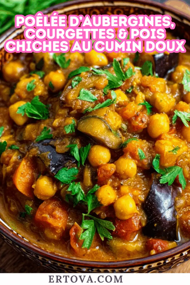 Poêlée d’aubergines, courgettes et pois chiches au cumin doux