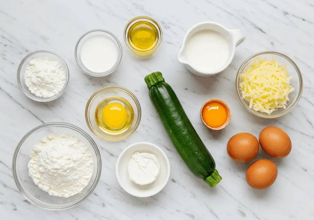 Ingrédients cake courgettes chèvre farine œufs lait fromage