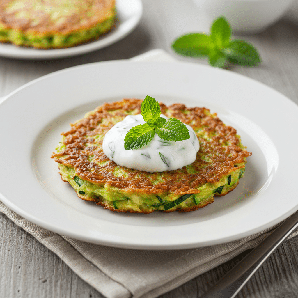 Galette de courgette avec sauce menthe