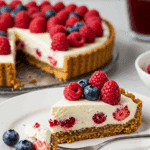 Part de tarte sans cuisson aux fruits rouges prête à déguster