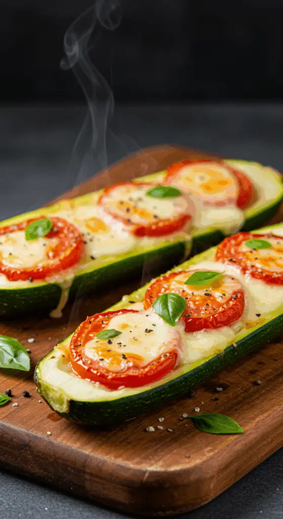 courgettes façon pizza cuites au four avec mozzarella fondue