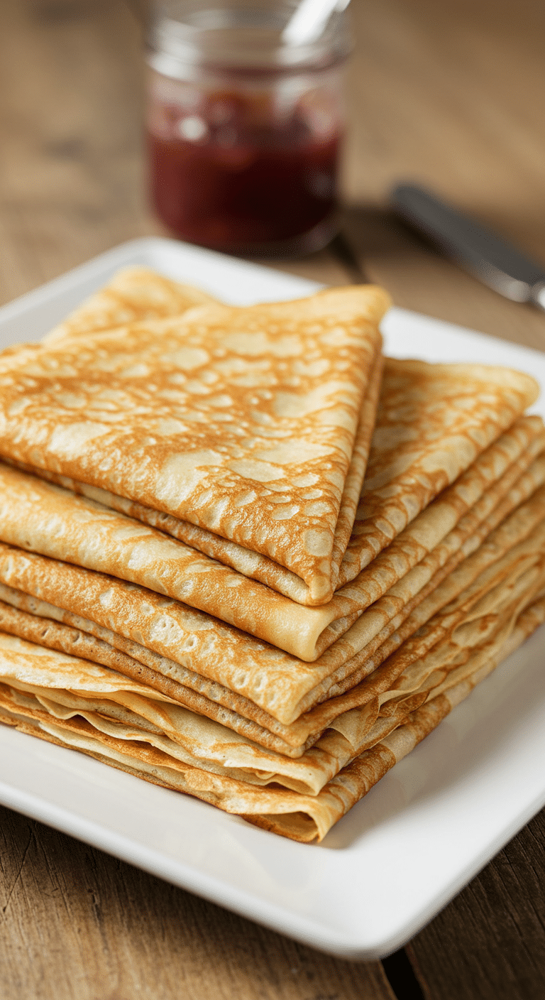 Crêpe céréale dorée aux flocons d'avoine empilées sur assiette blanche