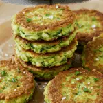 Galettes courgettes parmesan empilées sur assiette élégante