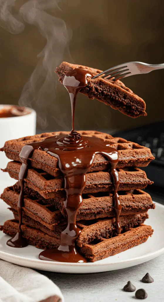Gaufre brownie dorée gaufrier vapeur cuisson parfaite texture chocolatée