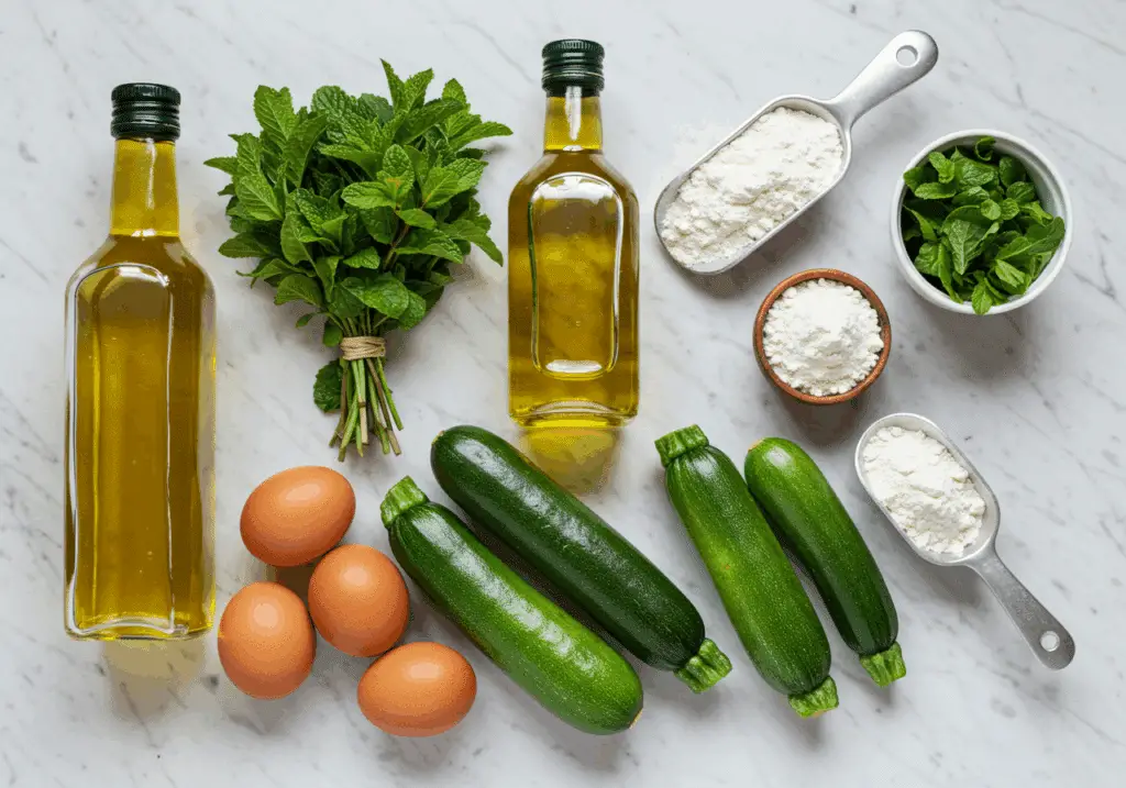 ingrédients cake courgette menthe courgettes fraîches œufs farine