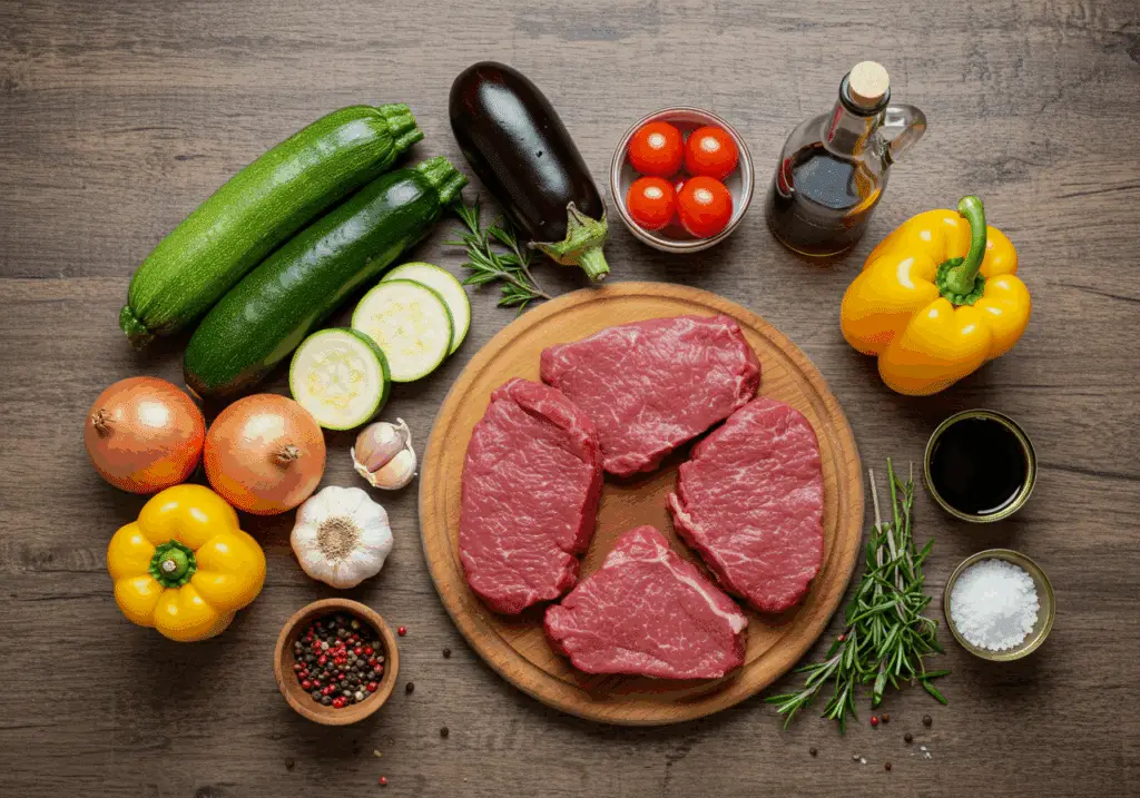 ingredients-escalopes-mijotees-legumes-ete-preparation