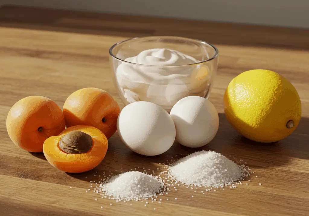 ingrédients pour mousse aux abricots - abricots œufs sucre citron