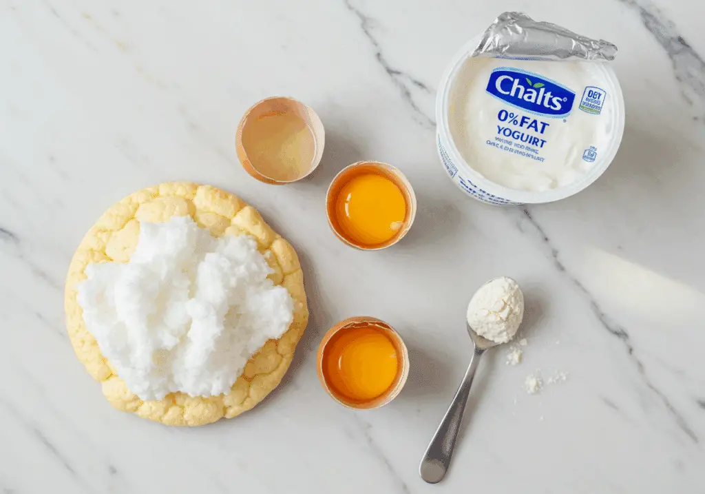 Ingrédients pain nuage œufs yaourt 0% levure chimique simple