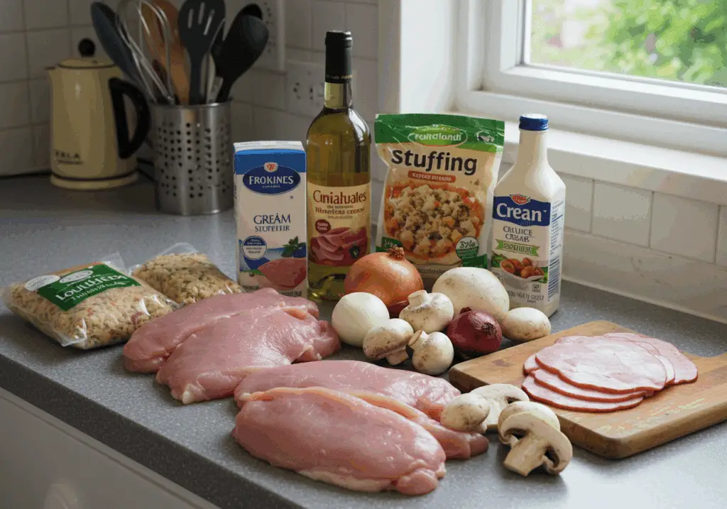 Ingrédients économiques paupiettes dinde escalopes farce jambon champignons