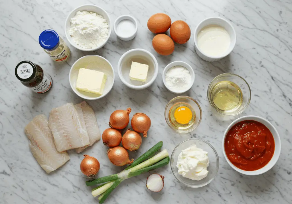 Ingrédients nobles pour quenelles de poisson, sauce Aurore