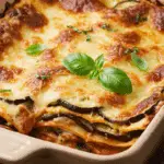 Lasagnes aux légumes du soleil gratinées avec fromage doré