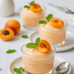 service de mousse aux abricots dans des ramequins en verre