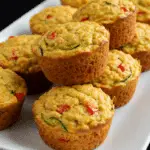 Muffin salé aux courgettes dorés dans moule à muffins rustique