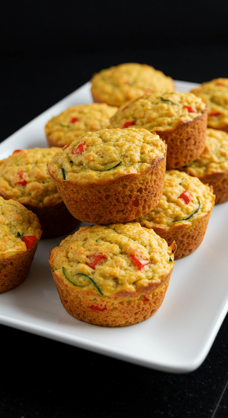 Muffin salé aux courgettes dorés dans moule à muffins rustique
