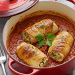 Paupiettes de dinde à l'italienne dans sauce tomate avec mozzarella fondante