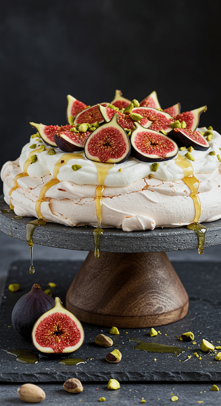 pavlova aux figues fraîches dessert meringue croustillante sucre glace