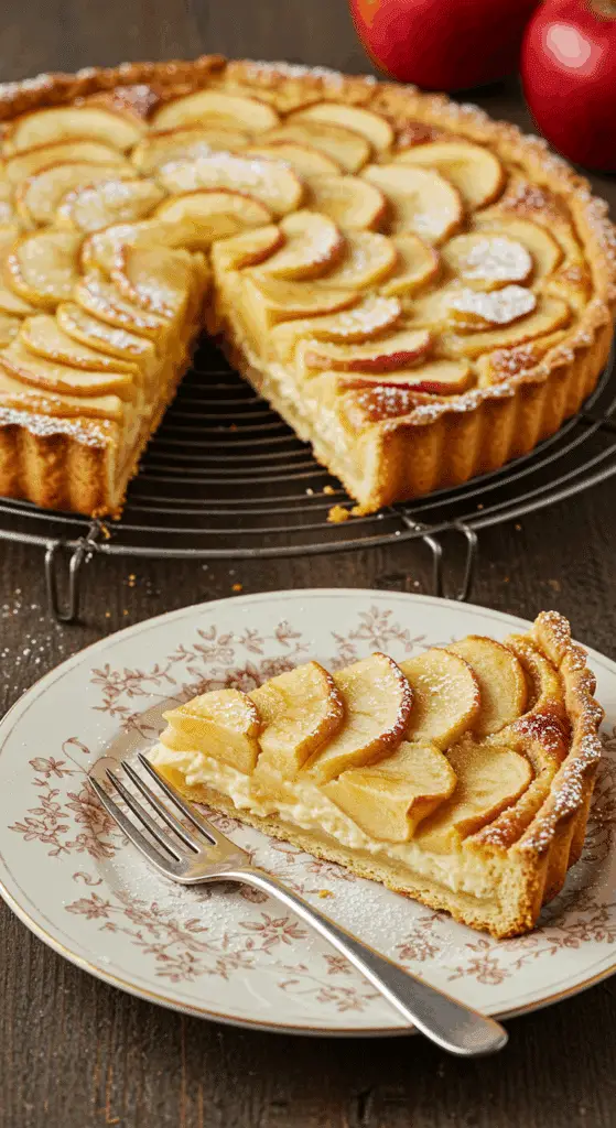 Part de tarte aux pommes élégante montrant pâte et garniture