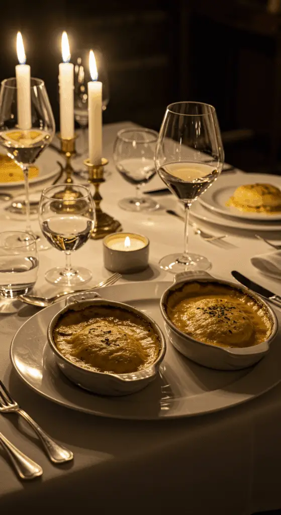 Service raffiné de quenelles de poisson, sauce Aurore