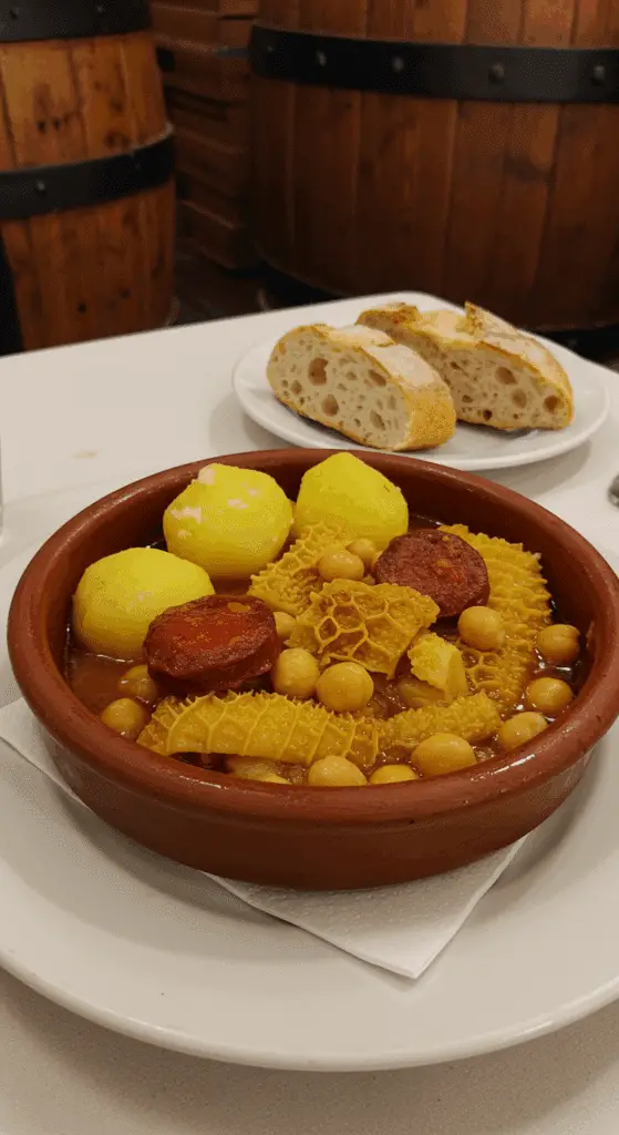 Tripes à la madrilène servies dans bol céramique espagnol traditionnel
