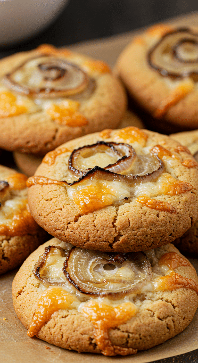 Cookies salés aux oignons caramélisés et comté apéritif français