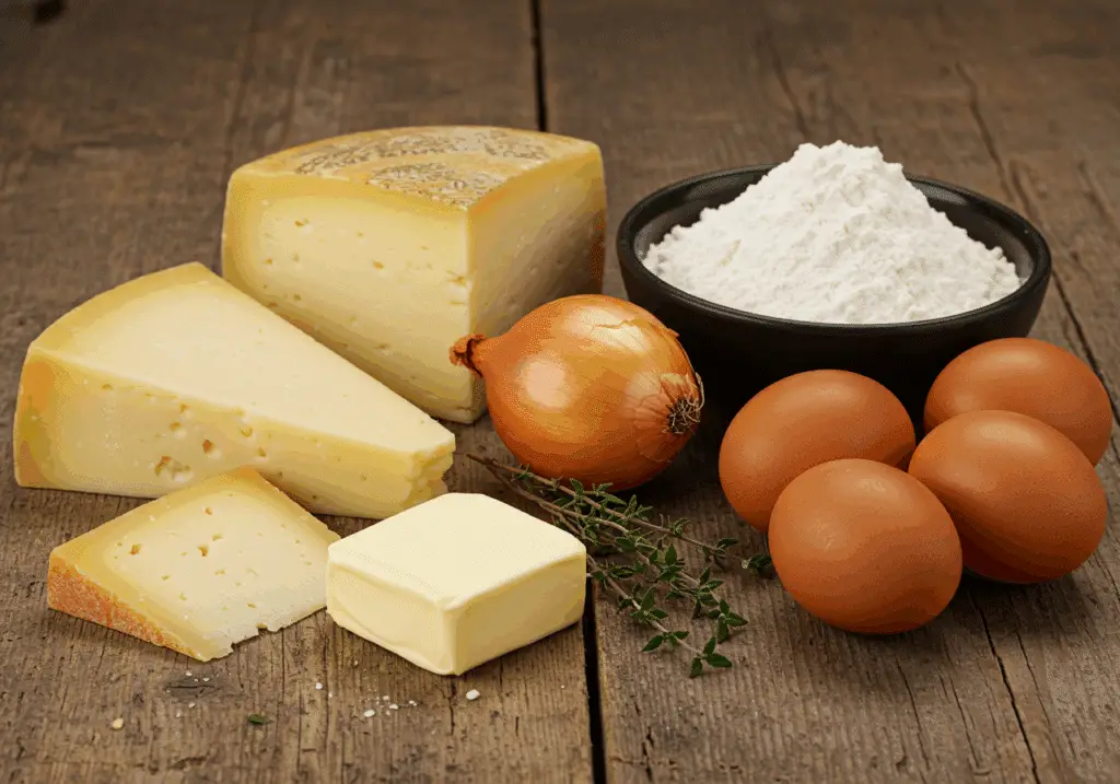 Ingrédients cookies salés comté oignons thym beurre français
