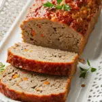 Pain de viande aux foies de volailles tranché sur assiette