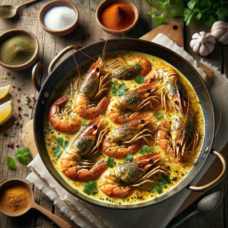 Crevettes à l’Ail dans une Sauce au Lait de Coco