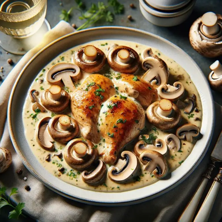 Poulet à la Crème et aux Champignons