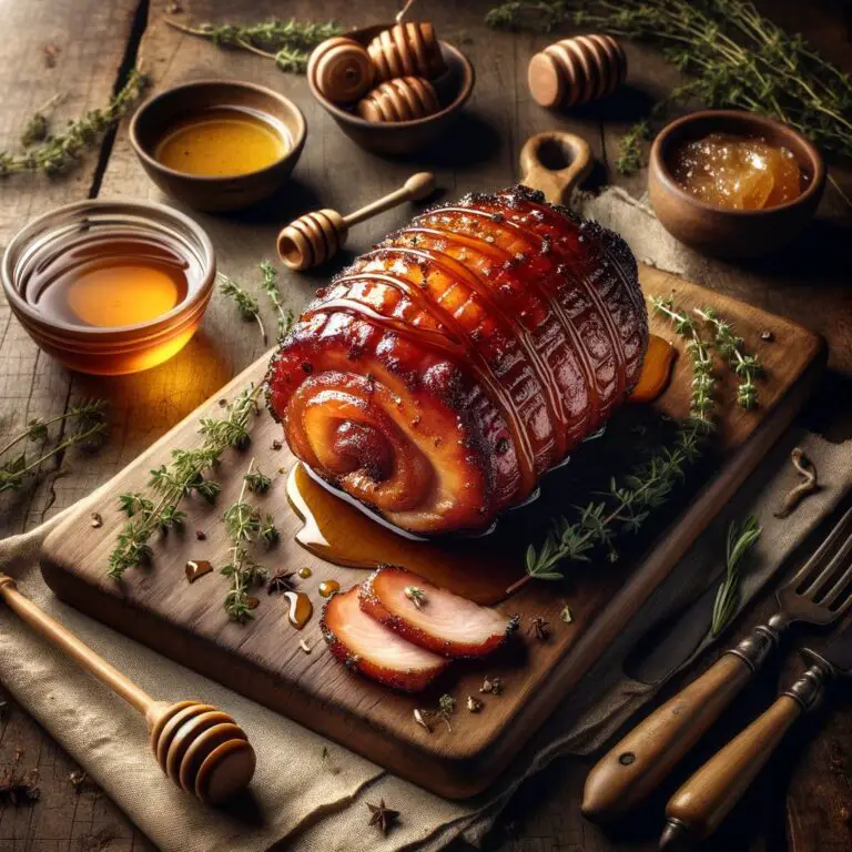 Rôti de porc caramélisé au miel