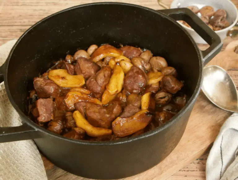 Joues de Porc aux Pommes, Châtaignes et Cidre