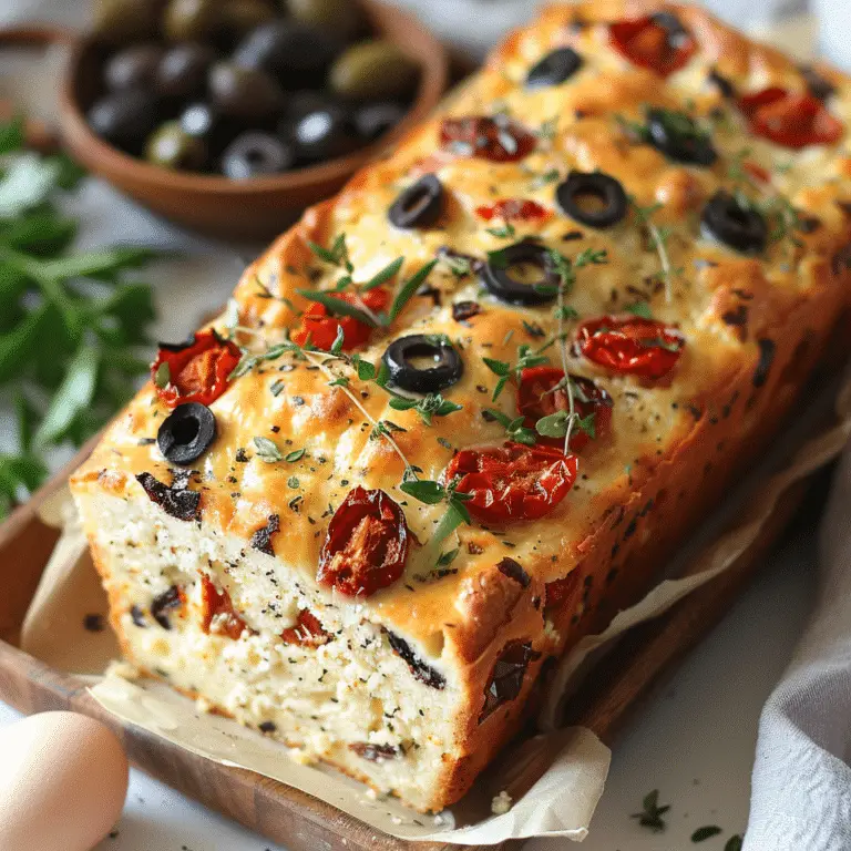 Délice Provençal : Cake au Chèvre, Tomates Séchées et Olives Noires