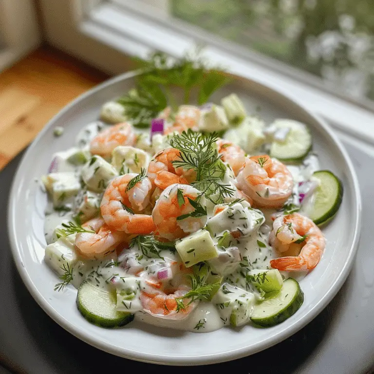 Salade Rafraîchissante de Crevettes et Concombre à la Sauce Crémeuse