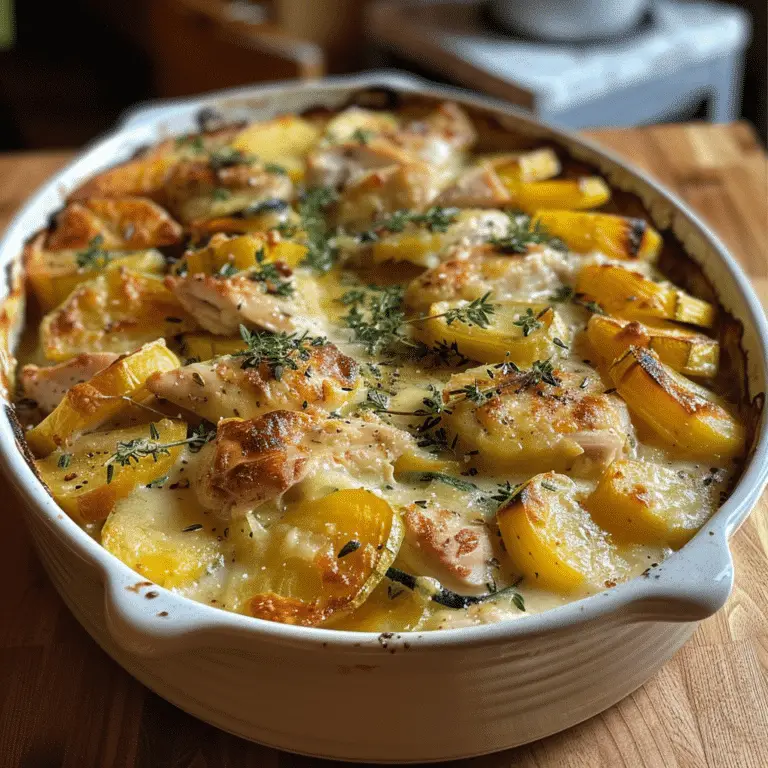 Gratin Crémeux de Poulet, Pommes de Terre et Courgettes