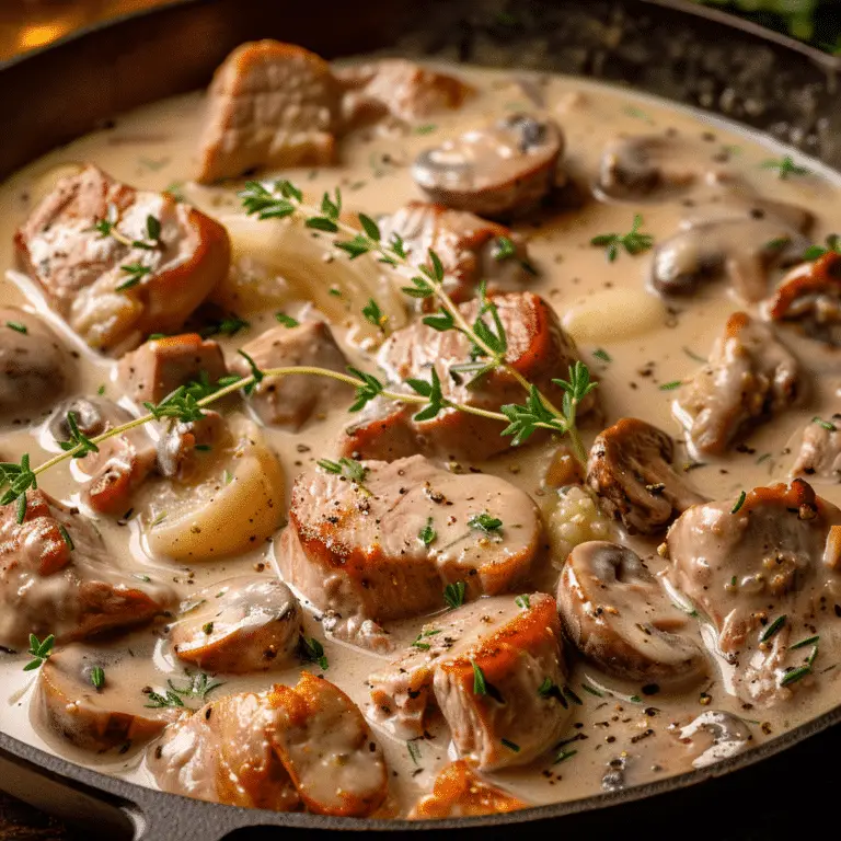 Blanquette de Filet Mignon de Porc aux Champignons: Un Délice Crémeux pour Toute la Famille