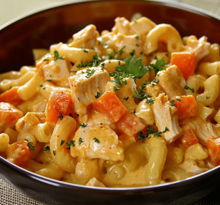 Macaronis au Poulet Sauce Curry : Une Fusion Surprenante Qui Enchante les Papilles