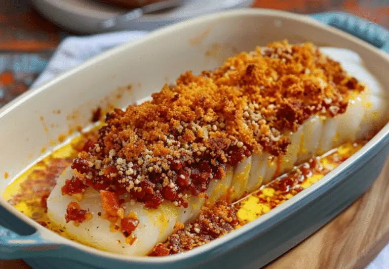 Découvrez la magie du Cabillaud en crumble de chorizo et parmesan