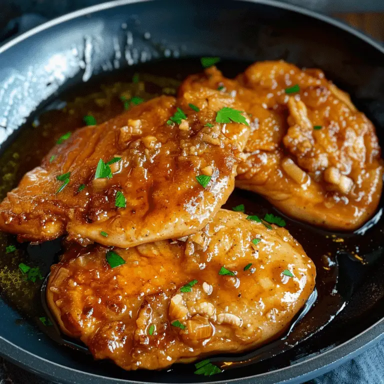 Escalopes de Poulet Laquées au Miel, Ail et Sauce Soja