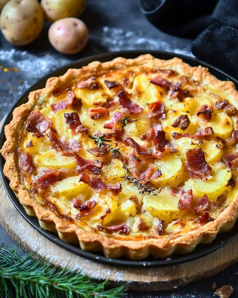 Tarte aux Pommes de Terre, Lardons et Reblochon Fondant 🥔🥓🧀 : Un Plat Réconfortant et Savoureux