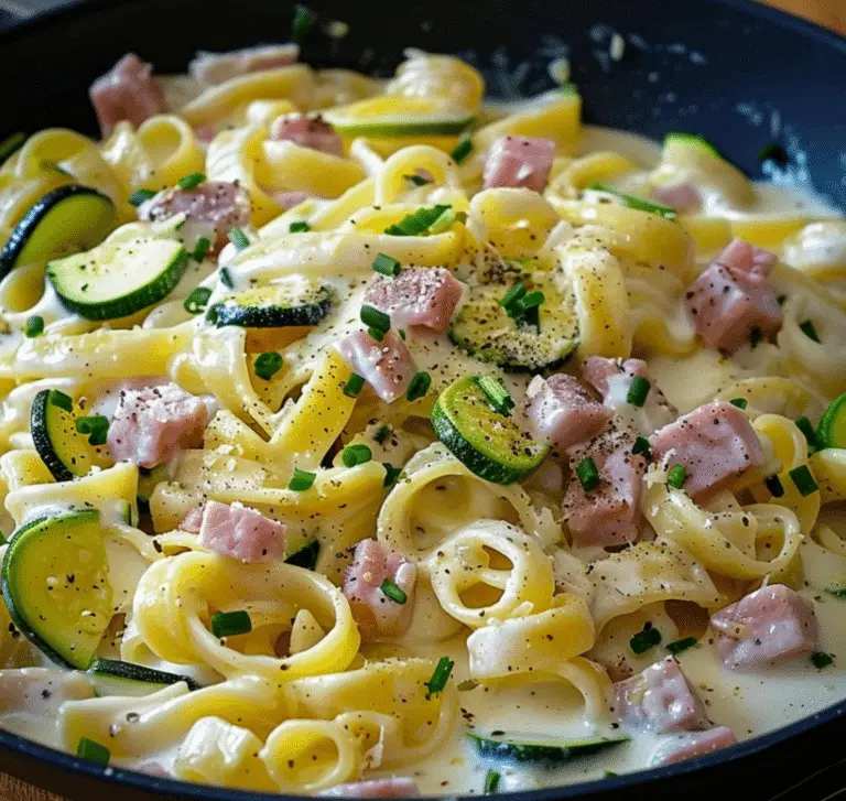 Delice en Crème : Pâtes Crémeuses aux Courgettes et Jambon