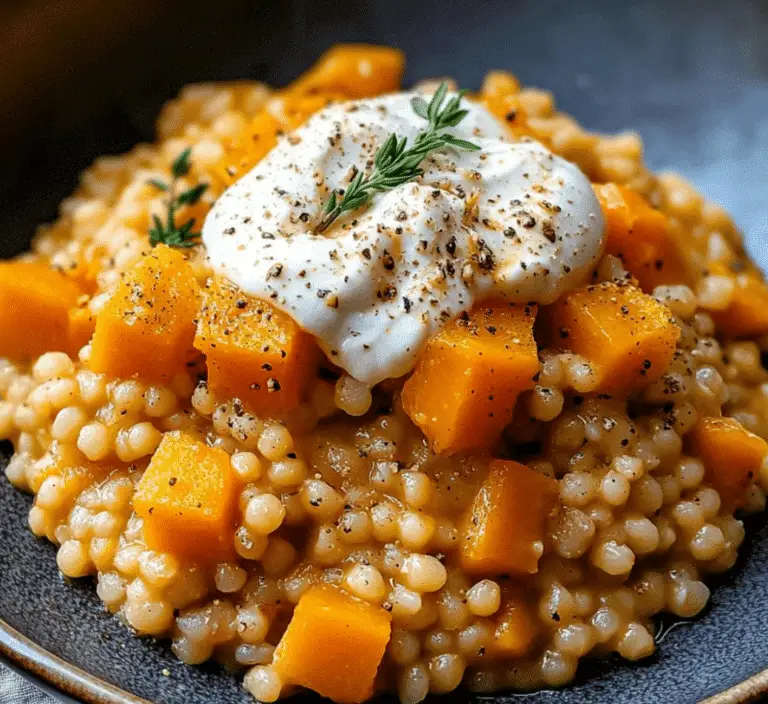 Risotto de Couscous Perlé, Butternut et Burrata : Un Plat Automnal Crémeux et Savoureux