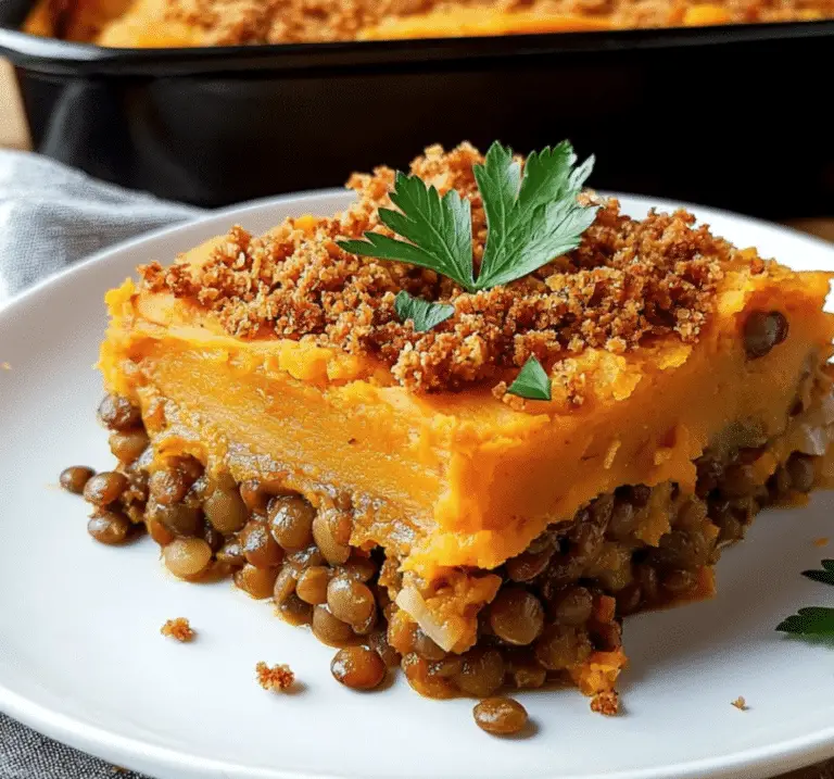 Hachis Parmentier Végétarien aux Lentilles et à la Patate Douce : Un Plat Riche en Saveurs et en Cœur 💚🍠