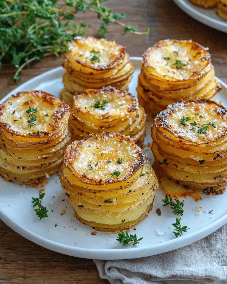 Millefeuilles de Pommes de Terre Dorées au Parmesan : Un Accompagnement Élégant et Savoureux 🧀✨