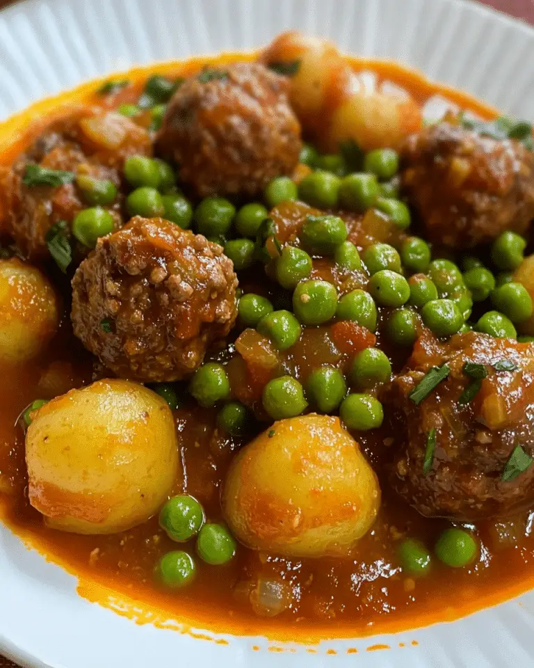Mijoté de Boulettes Savoureuses aux Petits Pois et Pommes de Terre : Un Plat Réconfortant pour Toute la Famille 🍖🍲