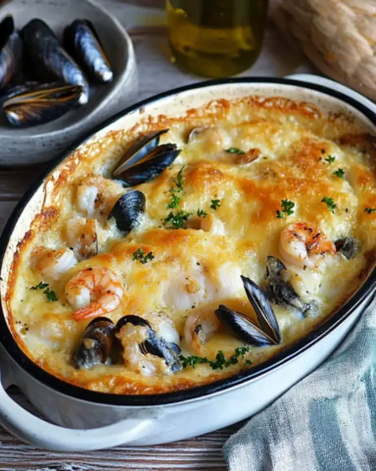 Gratin de cabillaud aux crevettes et aux moules 🦐🐟