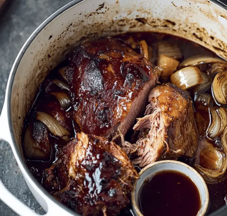 Cochon Confit à la Bière, Sirop d’Érable et Épices : Un Plat Fondant et Parfumé 🍁🍺