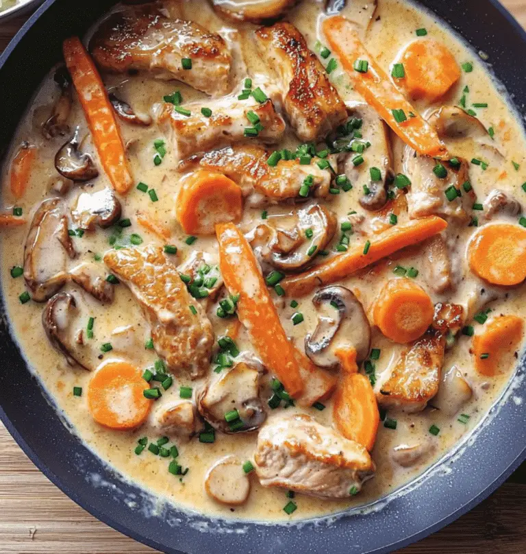 Poêlée de Porc Crémeuse aux Champignons et Carottes : Un Plat Rapide et Savoureux 🥩🍄