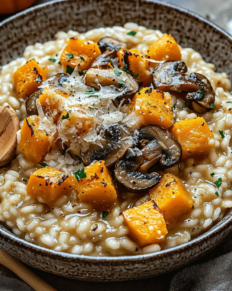 Risotto crémeux aux champignons et courge butternut