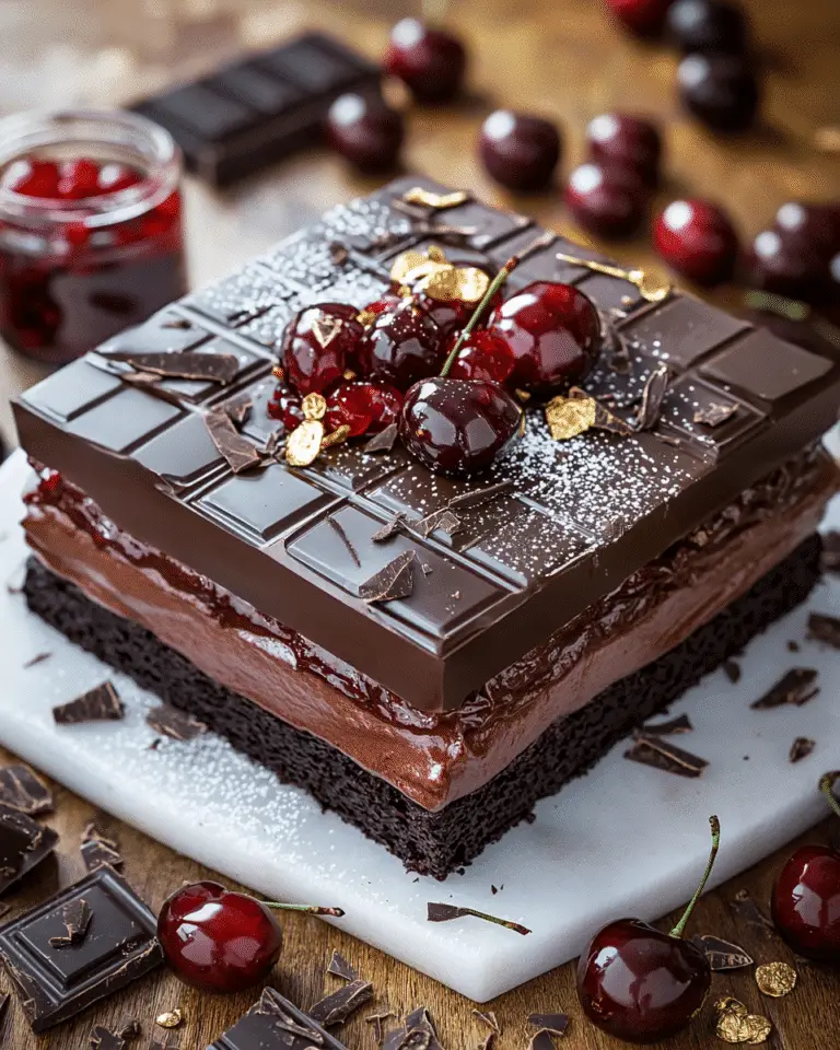 Entremets façon Forêt noire, au chocolat et cerises amarena