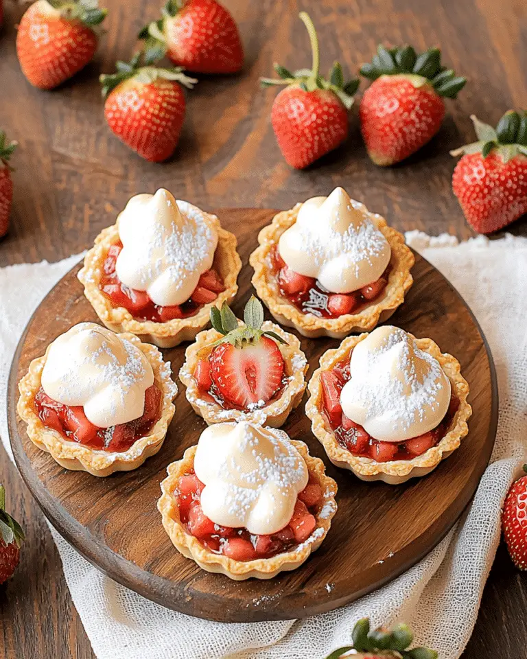 Petites tartes fraise-rhubarbe meringuées